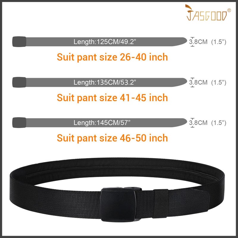 JASGOOD Travel Security Money Belt with Hidden Money Pocket - Cashsafe Anti-Theft Wallet Unisex Nickel free Nylon Belt by JASGOOD A-black - Image 5